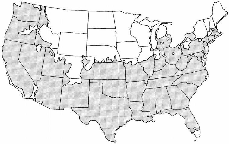 Shaded area represents potential planting range.