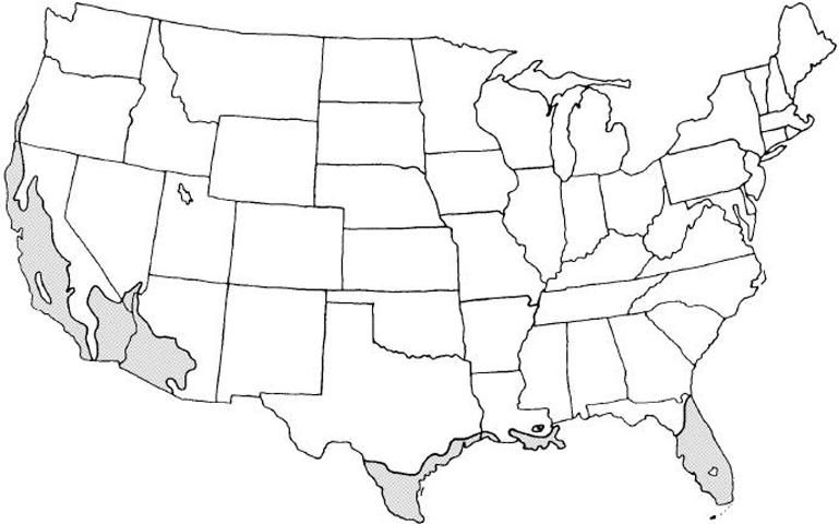 Shaded area represents potential planting range.