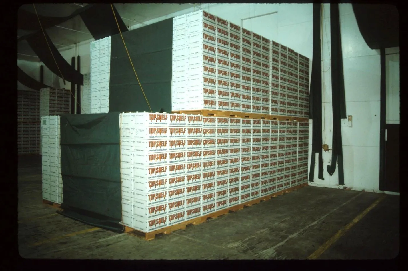 Forced-air cooling of palletized product.