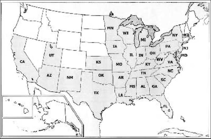 Figure 1. Distribution of Allokermes kingii in the United States as of 2004.