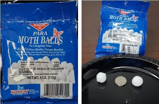 Figure 3. Solid ball formulation of moth control products.