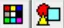 The icon on the left shows a square consisting of three rows of smaller, differently colored squares (nine small squares in total). The icon on the right shows a red circle, a turquoise square, and a yellow triangle.